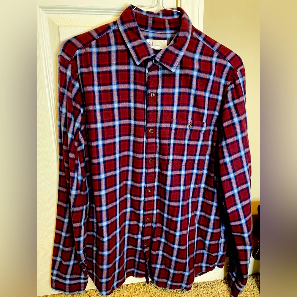 Men’s Gap Untucked Plaid Flannel Shirt Size Large